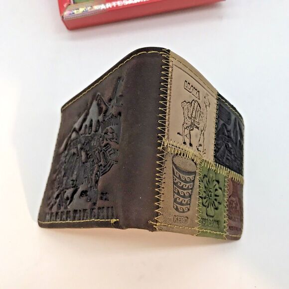 NEW Artesania Peruvian Genuine Leather Bi-Fold Wallet Embossed Handmade in Peru - Picture 7 of 12